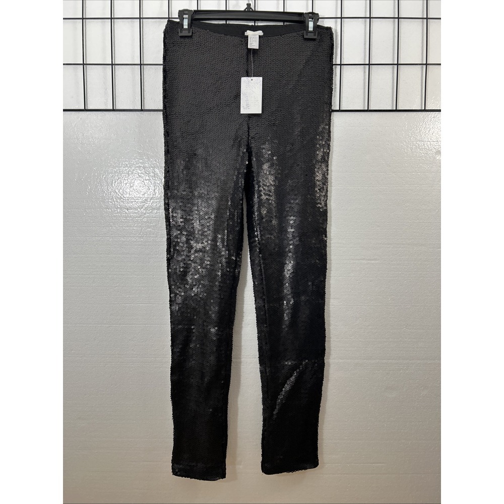 H & M Women 8 Sequin Pants Pull On Black Special Occasion Party 60037‎